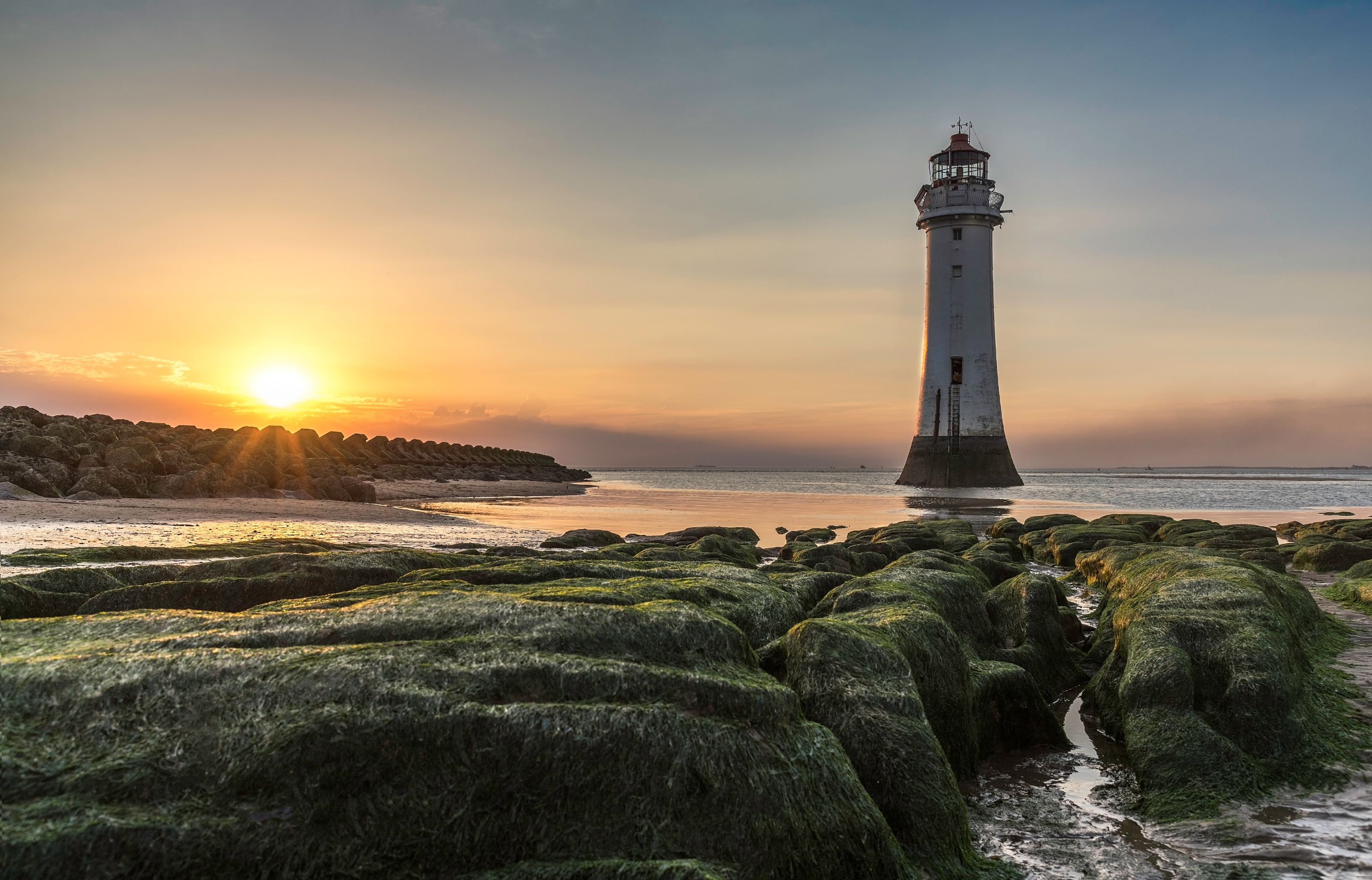 Perch Rock lighthouse at sunset, New Brighton, Wirral