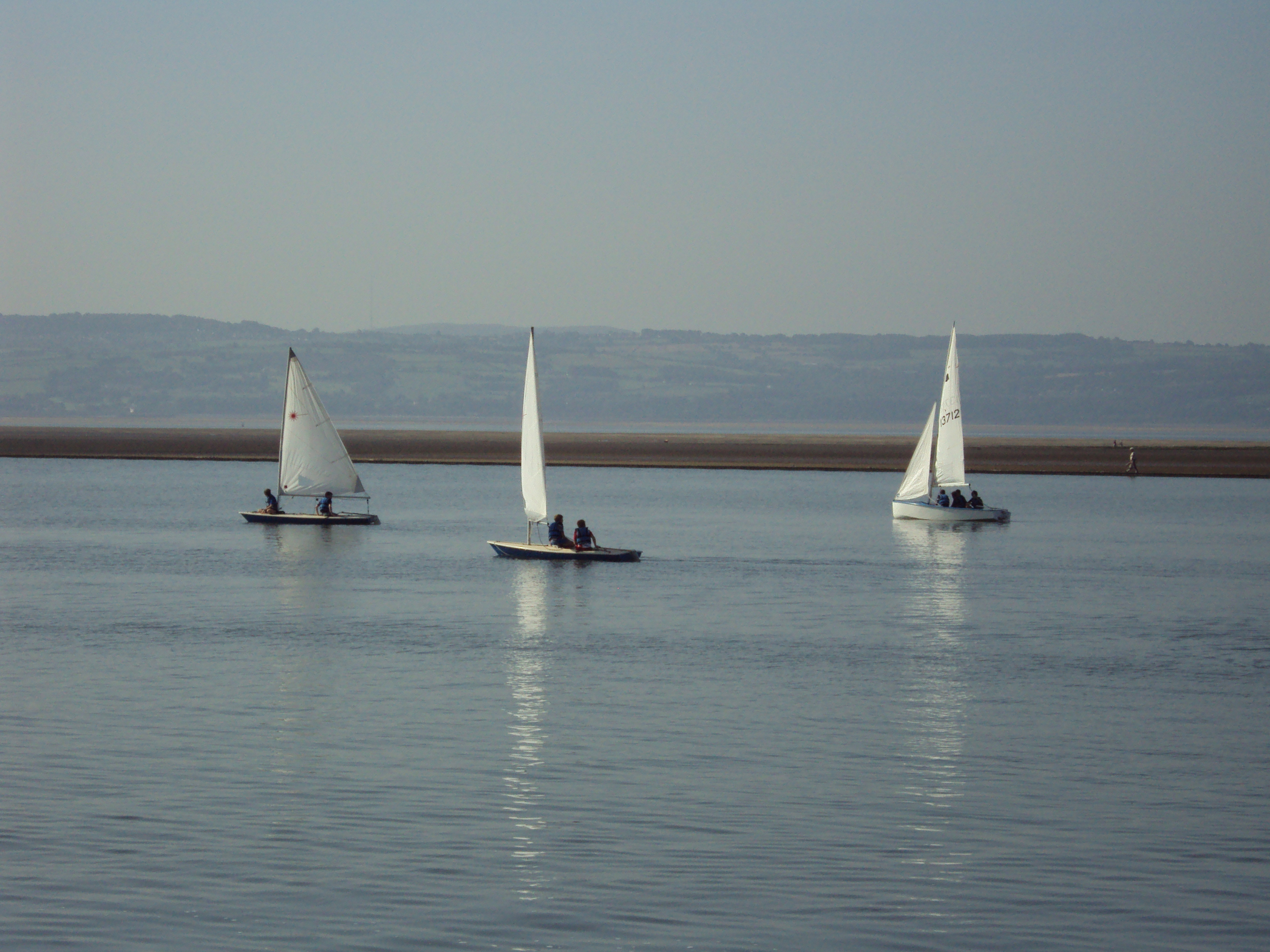 Sailing dinghies racing on West Kirby Marine Lake, Wirral